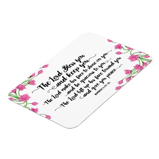 De Heer zegent u en houdt u magneet w / bloemen (Linkerzijde)