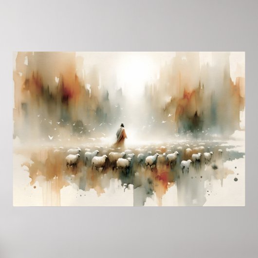 De Heere is mijn Herder Aquarel Bijbelvers Poster (Voorkant)