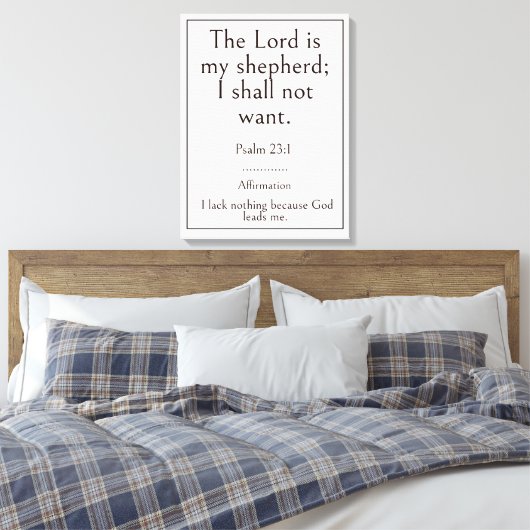 De Heere is mijn herder, Psalm 23:1 Bijbelvers Canvas Afdruk (Insitu (Slaapkamer))
