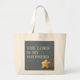 De Heere Is Mijn Herder Psalm 23:1 Blauw Grijs Grote Tote Bag