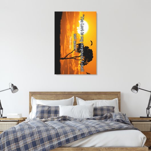 "De HEERE is mijn Herder" (Psalm 23:1) Christelijk Canvas Afdruk (Insitu (Slaapkamer))