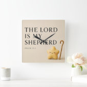 De Heere Is Mijn Herder | Psalm 23:1 | Crème Vierkante Klok (Huis)