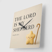 De Heere Is Mijn Herder | Psalm 23:1 | Crème Vierkante Klok (Hoek)