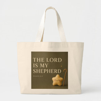 De Heere Is Mijn Herder | Psalm 23:1 Olijfgroen Grote Tote Bag