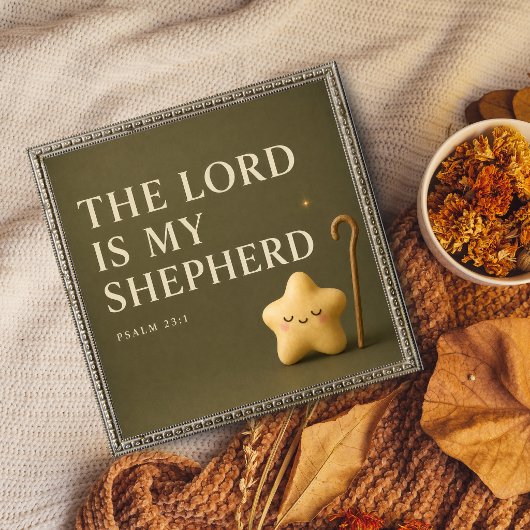 De Heere Is Mijn Herder | Psalm 23:1 | Olijfgroen Poster