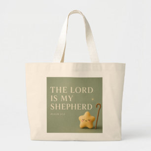 De Heere Is Mijn Herder Psalm 23:1 Saliegroen Grote Tote Bag