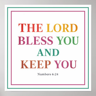 De Heere zegene u en behoede u Numeri 6:24 Poster