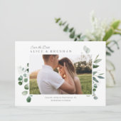 De heerlijke Greenery Wedding sparen de Datum Kaar Bedankkaart (Staand voorkant)