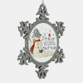 De heerlijkste tijd met een sneeuwman kerstversier tin sneeuwvlok ornament (Links)