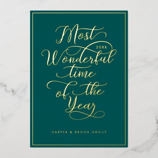 De heerlijkste tijd van het Jaar Bedrijfs Logo Folie Feestdagenkaart (Voorkant)