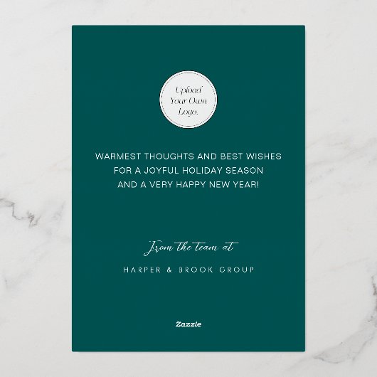 De heerlijkste tijd van het Jaar Bedrijfs Logo Folie Feestdagenkaart (Achterkant)