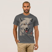 De heerser | Agressieve Wolf T-shirt Design voor H (Voorkant volledig)