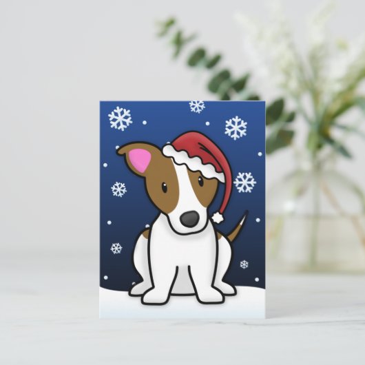 De Hefboom Russell Terrier Christmas Postcard van Feestdagenkaart (Staand voorkant)