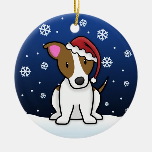 De Hefboom Russell Terrier Christmas van de Keramisch Ornament (Voorkant)
