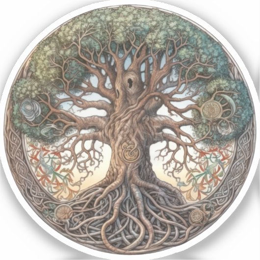 De heidense boom van het leven sticker (Voorkant)