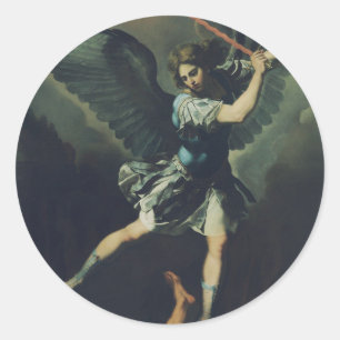 De heilige aartsengel Michaël overwint de duivel Ronde Sticker