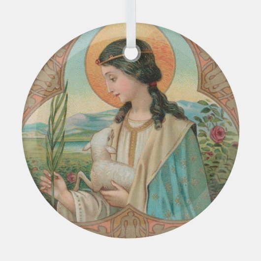 De heilige Agnes van Rome (BK 006) Glas Ornament (Voorkant)