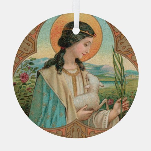 De heilige Agnes van Rome (BK 006) Glas Ornament (Achterkant)