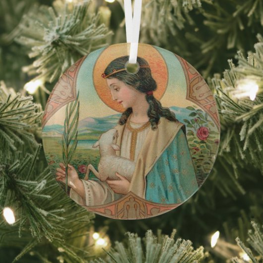 De heilige Agnes van Rome (BK 006) Glas Ornament (Insitu)