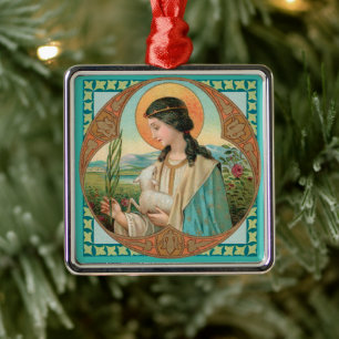De heilige Agnes van Rome (BK 006) Metalen Ornament