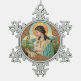 De heilige Agnes van Rome (BK 006) Tin Sneeuwvlok Ornament