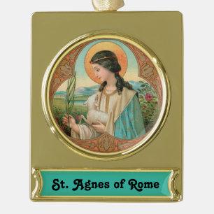 De heilige Agnes van Rome (BK 006) Verguld Banner Ornament