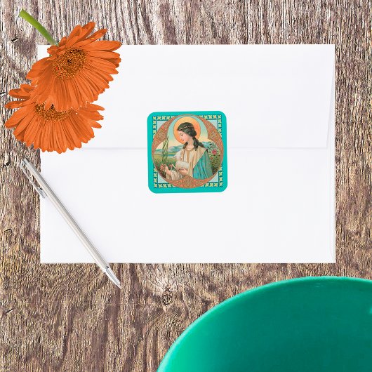 De heilige Agnes van Rome (BK 006) Vierkante Sticker