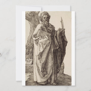 De heilige Bartholomeus de apostel in de beeldende Feestdagenkaart