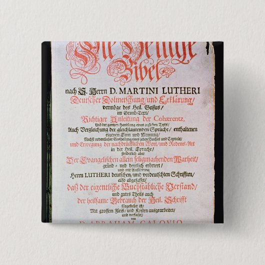De Heilige Bijbel, Vol. I., 1681 Vierkante Button 5,1 Cm (Voorkant)