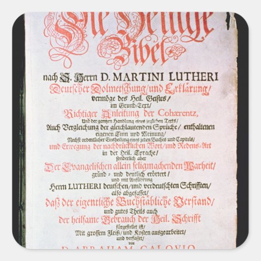 De Heilige Bijbel, Vol. I., 1681 Vierkante Sticker (Voorkant)