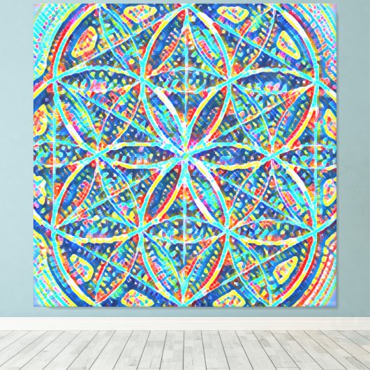 De heilige blauwdrukken | Tegel mozaïek, zaaigoed Canvas Afdruk (Insitu (Houten vloer))