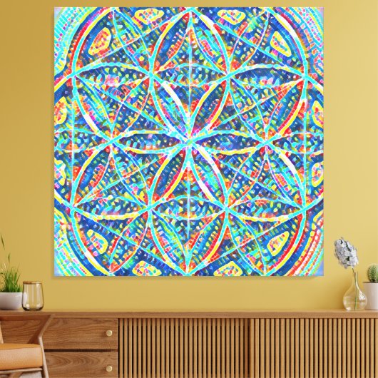 De heilige blauwdrukken | Tegel mozaïek, zaaigoed Canvas Afdruk (Insitu (Woonkamer))