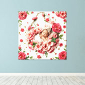 De heilige bloei van januari - Baby Girl Portrait Canvas Afdruk (Insitu (Houten vloer))