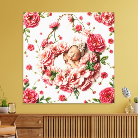 De heilige bloei van januari - Baby Girl Portrait Canvas Afdruk (Insitu (Woonkamer))