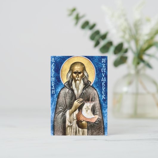 De heilige Brendan, de Orthodoxe Kaart van het Geb Plaatskaartje (Staand voorkant)