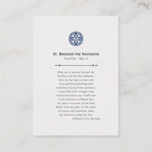 De heilige Brendan, de Orthodoxe Kaart van het Geb Plaatskaartje (Achterkant)