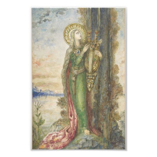 De heilige Cecilia van Gustav Moreau Foto Afdruk (Voorkant)