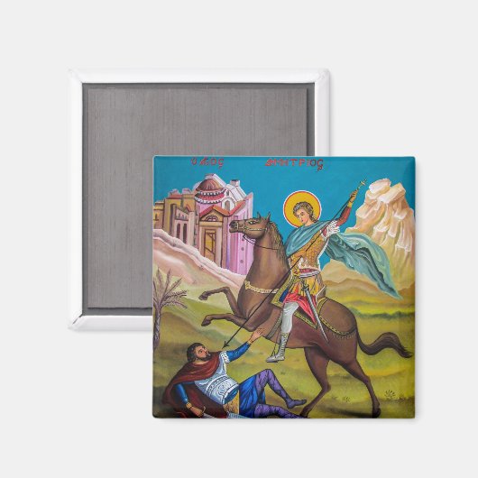 De heilige Demetrius van Thessalonica Magneet (Voorkant / Achterkant)
