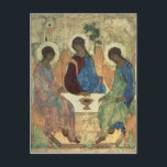 De Heilige Drievuldigheid, 1420 Briefkaart<br><div class="desc">De Heilige Drievuldigheid,  1420 | door Andrei Rublev | Art Location: Tretyakov Gallery,  Moskou,  Rusland | Russische artiest | Collectie Afbeelding nummer: BAL39517</div>