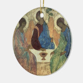 De Heilige Drievuldigheid, 1420s (tempera op het p Keramisch Ornament (Links)