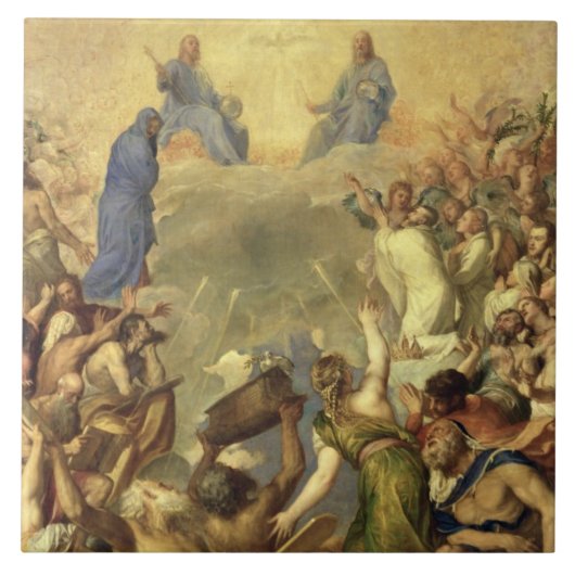 De Heilige Drievuldigheid, 1553/54 (olie op canvas Tegeltje (Voorkant)