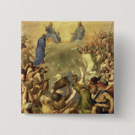 De Heilige Drievuldigheid, 1553/54 (olie op canvas Vierkante Button 5,1 Cm (Voorkant)