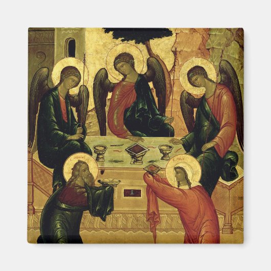 De Heilige Drievuldigheid, Novgorod School, 15e ee Magneet (Voorkant)