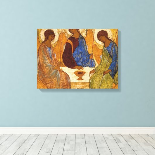De Heilige Drievuldigheid van Andrei Rublev Canvas Afdruk (Insitu (Houten vloer))