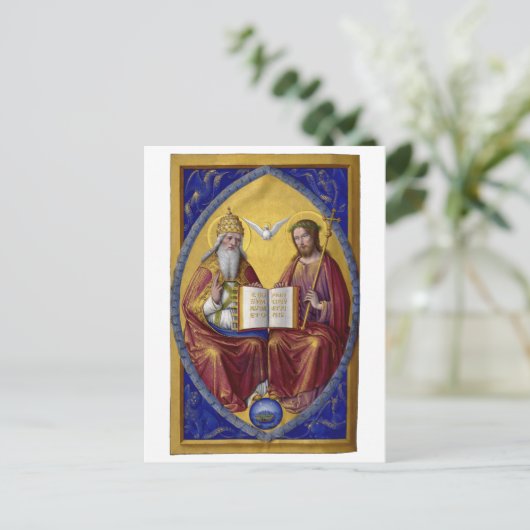 De Heilige Drievuldigheid van Jean Bourdichon onge Briefkaart (Staand voorkant)