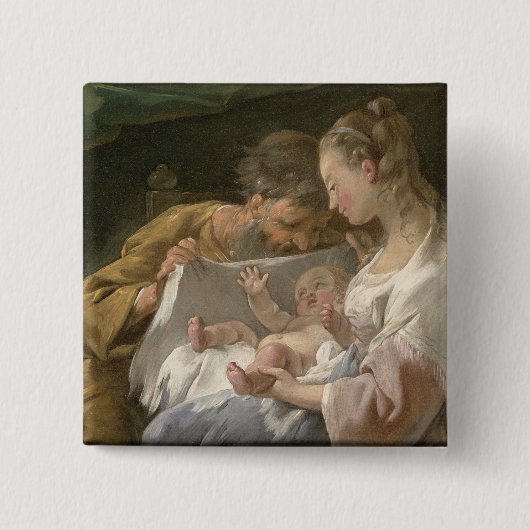 De Heilige Familie, 18e eeuw Vierkante Button 5,1 Cm (Voorkant)