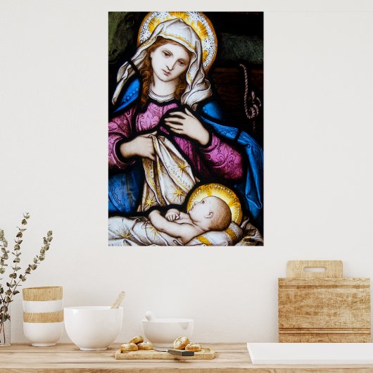 De Heilige Familie die Madonna en het Kind afschil Poster (Keuken)