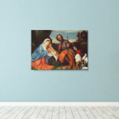 De Heilige Familie en een Shepherd, c.1510 Canvas Afdruk (Insitu (Houten vloer))