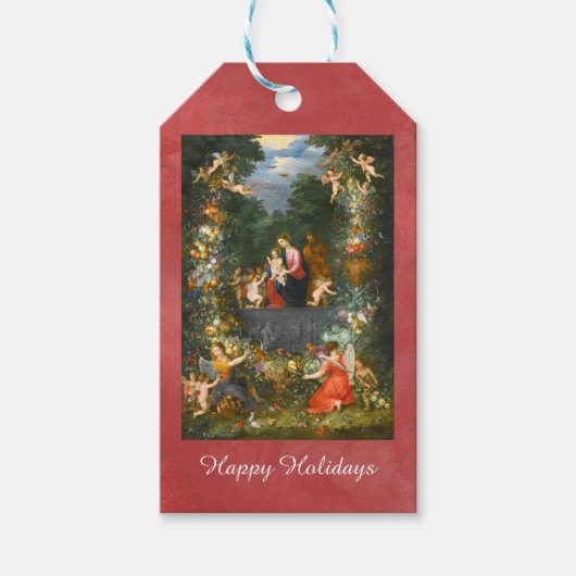 De Heilige Familie, Jan Brueghel Feestdagen Cadeaulabel (Voorkant)