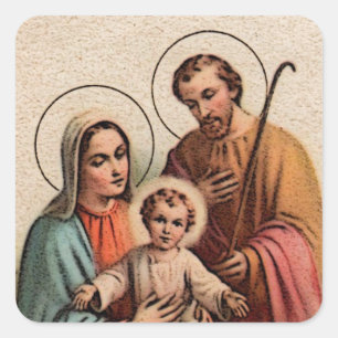 De Heilige Familie - Jezus, Mary en Joseph Vierkante Sticker